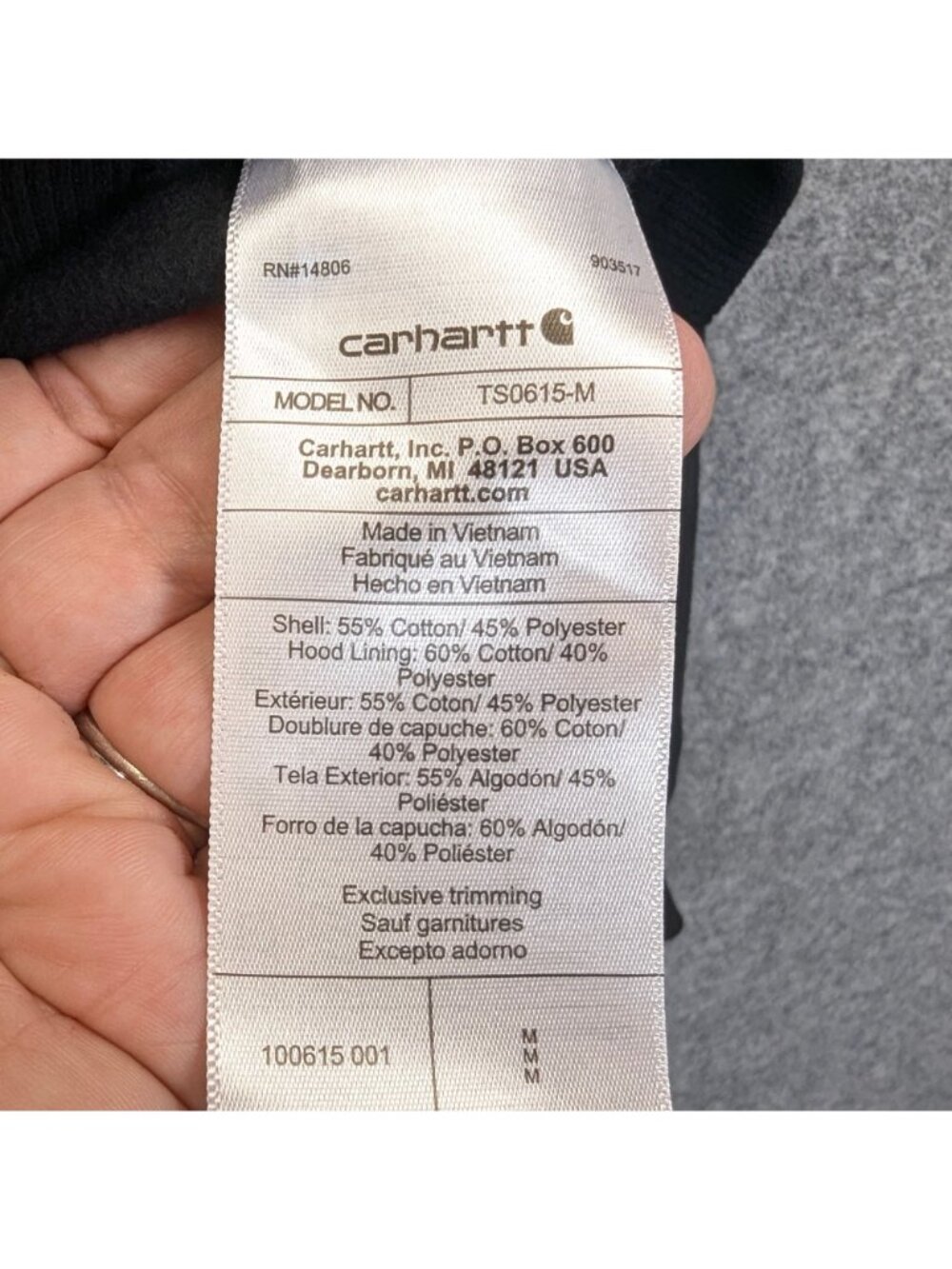Carhartt Mens Medium Rain Defender Loose Fit Black Hoodie w Exact Sciences Logo - Picture 6 of 9
